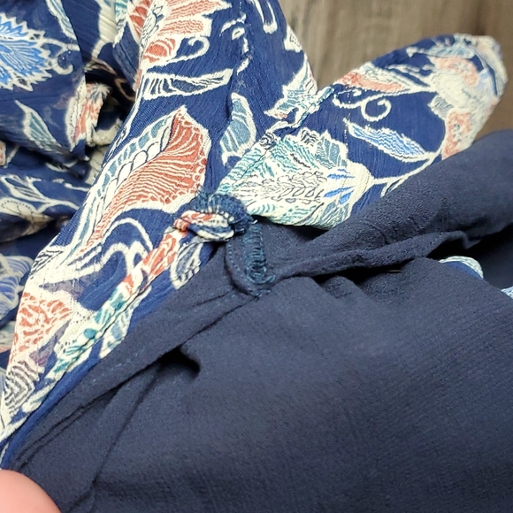 Anthro Maeve Mariposa Blue Pattern Button Front Tank - Picture 5 of 11